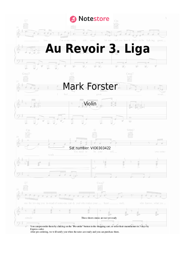 Notas Mark Forster - Au Revoir 3. Liga - Violín
