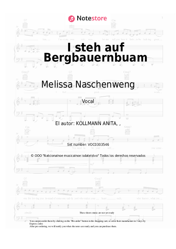 Notas Melissa Naschenweng - I steh auf Bergbauernbuam - Vocal