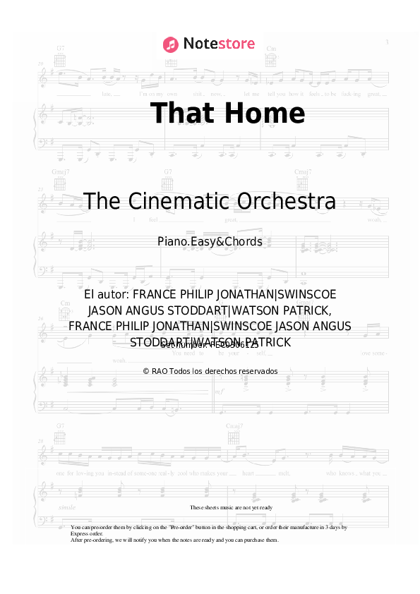 Notas y acordes fáciles The Cinematic Orchestra - That Home - Piano.Easy&Chords