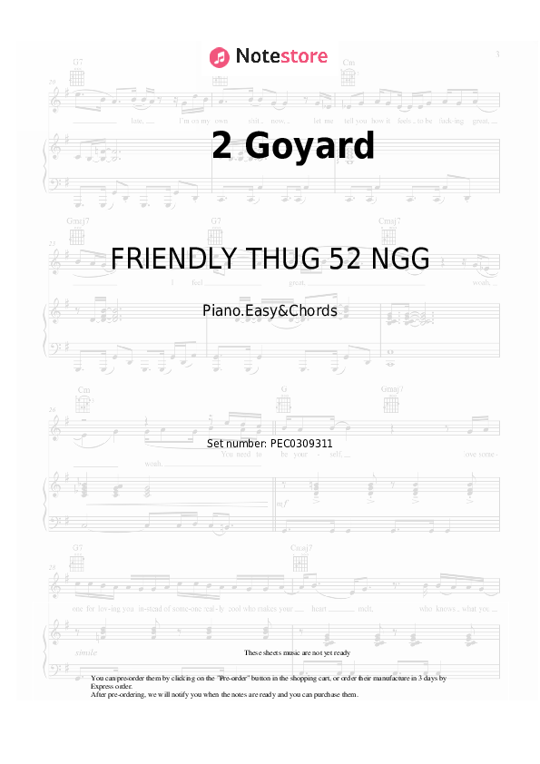 Notas y acordes fáciles FRIENDLY THUG 52 NGG - 2 Goyard - Piano.Easy&Chords