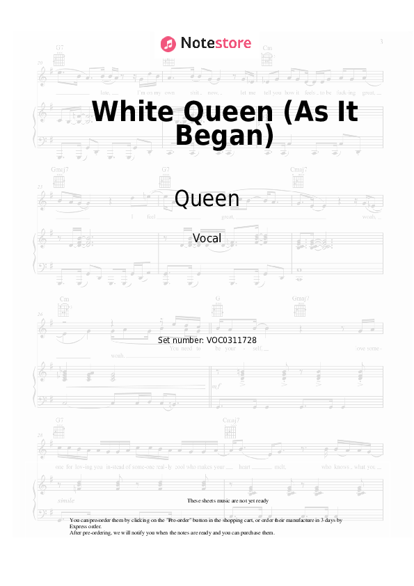Notas Queen - White Queen (As It Began) - Vocal