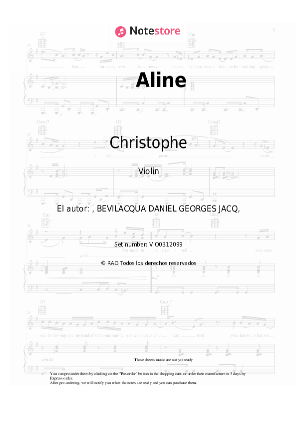 Notas Christophe - Aline - Violín