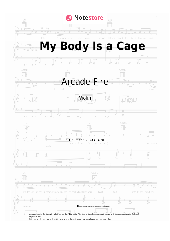 Notas Arcade Fire - My Body Is a Cage - Violín