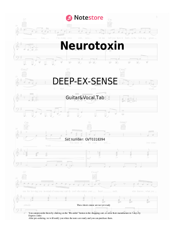 Acordes y voces DEEP-EX-SENSE - Neurotoxin - Guitarra&Vocal.Tablatura