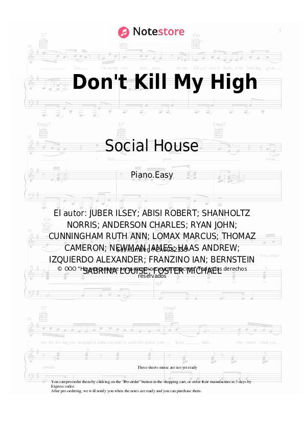 Notas ligeras Lost Kings, Wiz Khalifa, Social House - Don't Kill My High - Piano.Easy