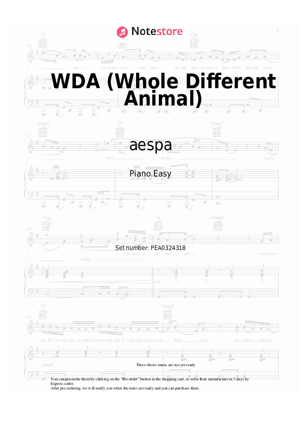 Notas ligeras aespa - WDA (Whole Different Animal) - Piano.Easy