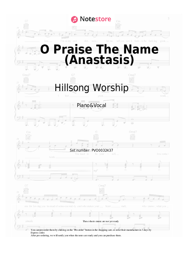 Hillsong Worship - O Praise The Name (Anastasis) notas para el fortepiano