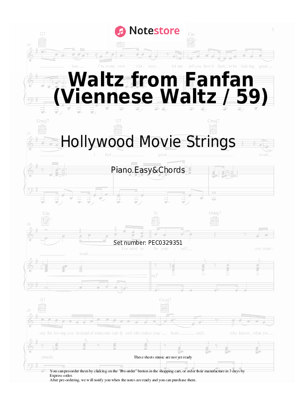 Notas y acordes fáciles Hollywood Movie Strings - Waltz from Fanfan (Viennese Waltz / 59) - Piano.Easy&Chords