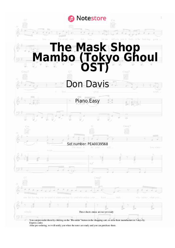 Don Davis - The Mask Shop Mambo (Tokyo Ghoul OST) notas para el fortepiano