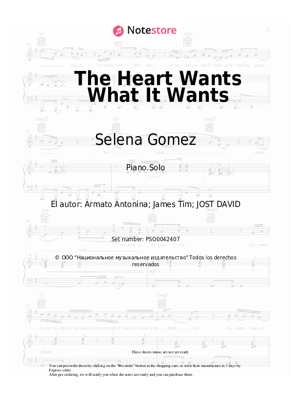 Selena Gomez - The Heart Wants What It Wants notas para el fortepiano