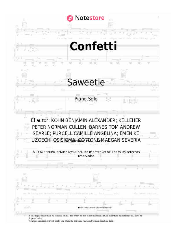 Notas Little Mix, Saweetie - Confetti - Piano.Solo