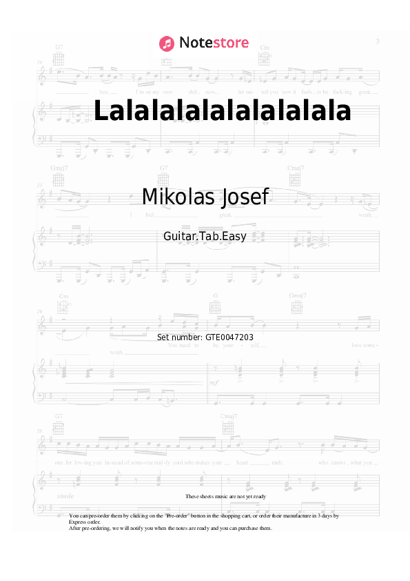 Mikolas Josef - Lalalalalalalalalala notas para el fortepiano