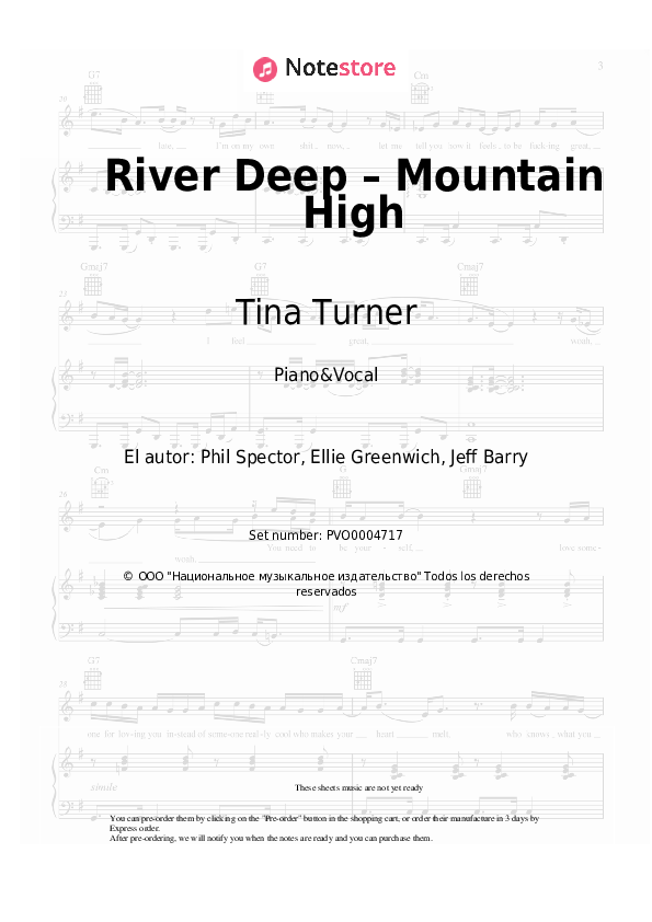 Ike Turner, Tina Turner - River Deep – Mountain High notas para el fortepiano