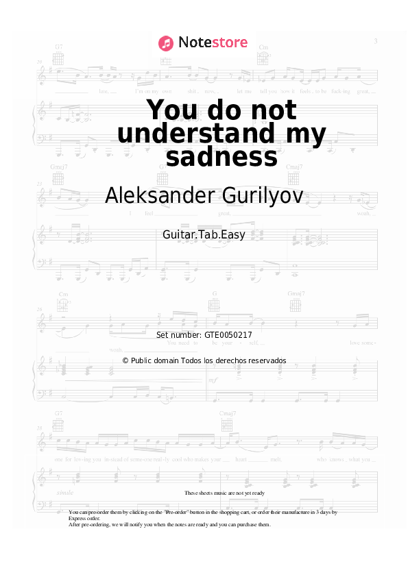 Aleksander Gurilyov - You do not understand my sadness notas para el fortepiano