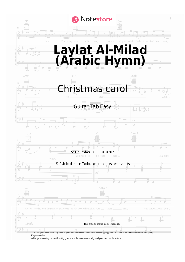 Christmas carol - Laylat Al-Milad (Traditional Maronite Hymn) notas para el fortepiano