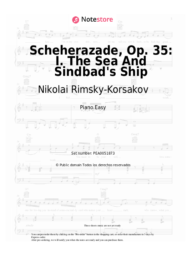 Nikolai Rimsky-Korsakov - Scheherazade, Op. 35: I. The Sea And Sindbad's Ship notas para el fortepiano