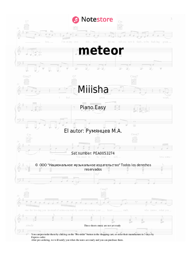Miiisha - meteor notas para el fortepiano