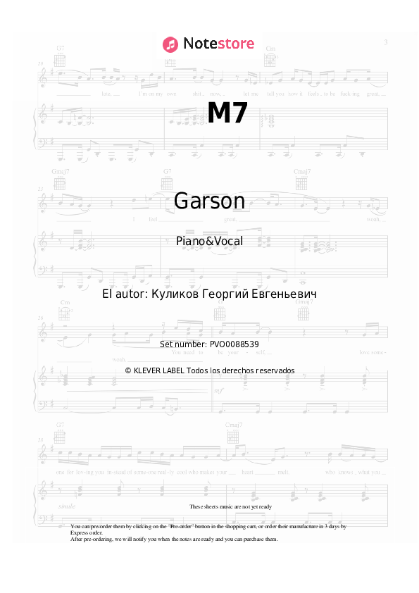 Partituras con voz. Garson - M7 - Piano&Vocal