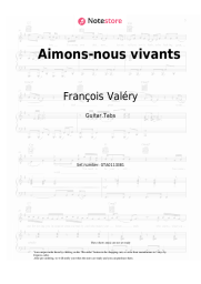 Notas, acordes François Valéry - Aimons-nous vivants