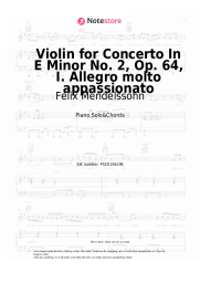 Notas, acordes Felix Mendelssohn - Violin for Concerto In E Minor No. 2, Op. 64, I. Allegro molto appassionato