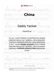 Notas, acordes Daddy Yankee, J Balvin, Ozuna, Anuel AA, Karol G - China