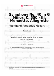 Notas, acordes Wolfgang Amadeus Mozart - Symphony No. 40 in G Minor, K. 550 - III. Menuetto. Allegretto