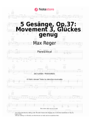 Notas, acordes Max Reger - 5 Gesänge, Op.37: Movement 3, Glückes genug