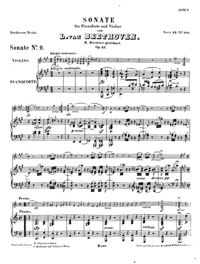Notas, acordes Ludwig van Beethoven - The Violin Sonata No. 9, Op. 47