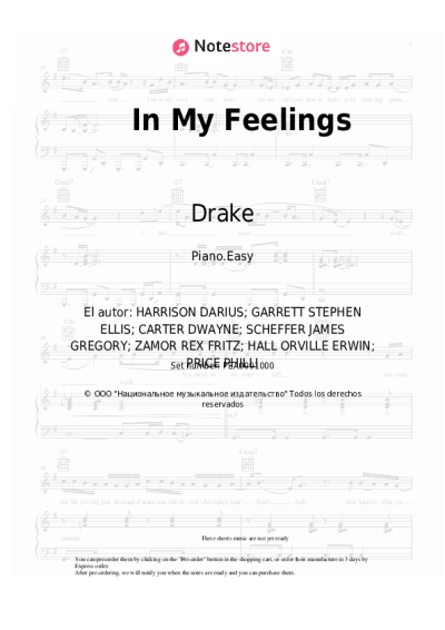 Notas, acordes Drake - In My Feelings
