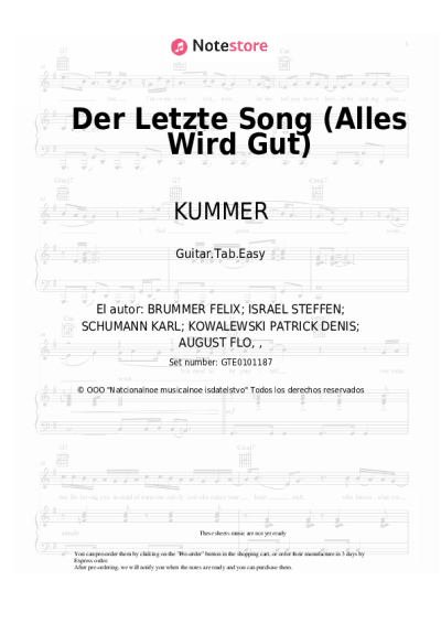 Notas, acordes KUMMER, Nina Chuba - Der Letzte Song (Alles Wird Gut)