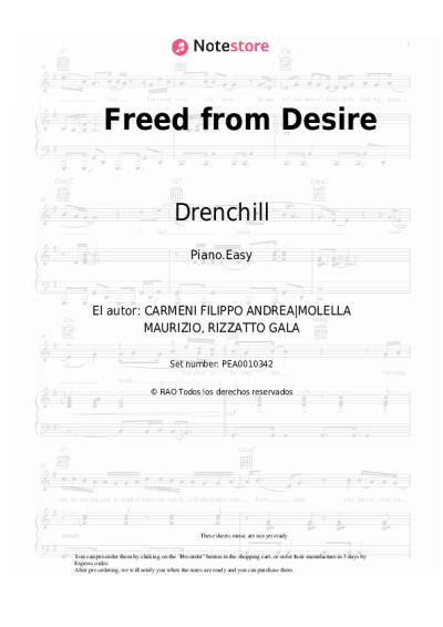 Notas, acordes Drenchill, Indiiana - Freed from Desire