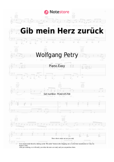Notas, acordes Wolfgang Petry - Gib mein Herz zurück