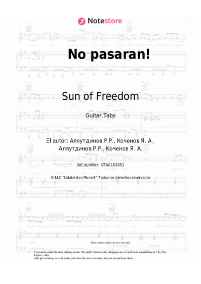 Notas, acordes Sun of Freedom - No pasaran!
