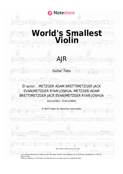 Notas, acordes AJR - World's Smallest Violin
