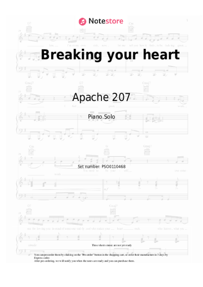 Notas, acordes Apache 207 - Breaking your heart