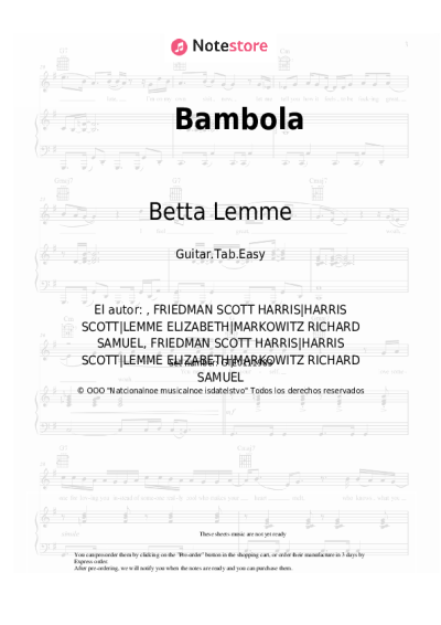 Notas, acordes Betta Lemme - Bambola