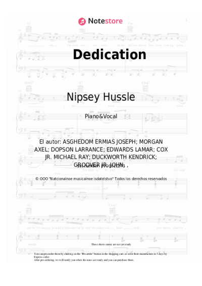 Notas, acordes Nipsey Hussle, Kendrick Lamar - Dedication 