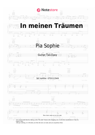 Notas, acordes Pia Sophie - In meinen Träumen