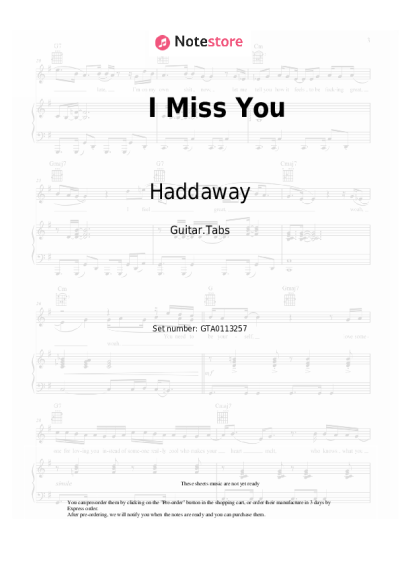 Notas, acordes Haddaway - I Miss You