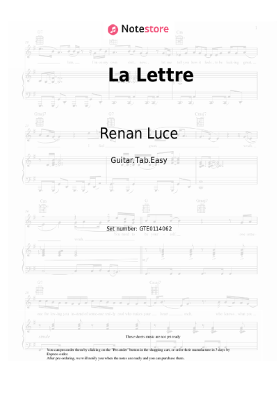 Notas, acordes Renan Luce - La Lettre