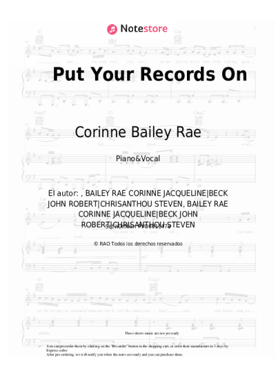 Notas, acordes Corinne Bailey Rae - Put Your Records On