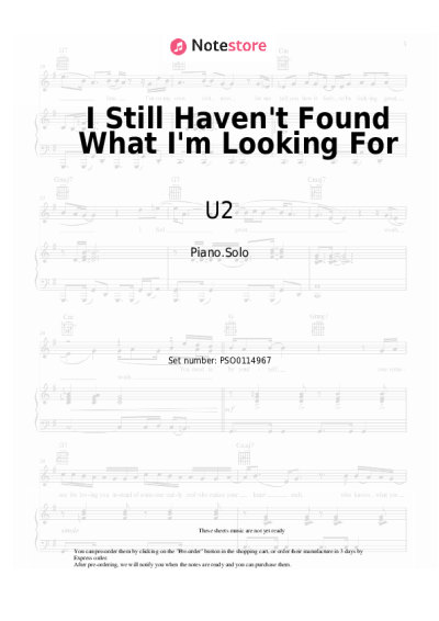 Notas, acordes U2 - I Still Haven't Found What I'm Looking For