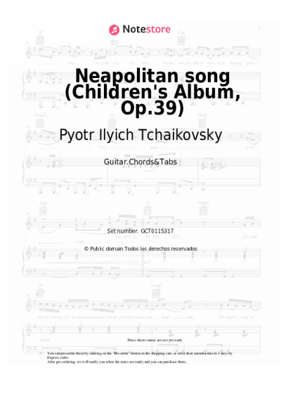 Notas, acordes Pyotr Ilyich Tchaikovsky - Neapolitan song (Children's Album, Op.39)