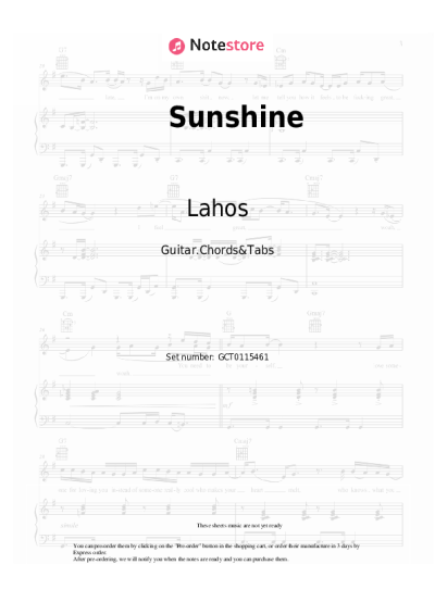 Notas, acordes Lahos, Graham Candy - Sunshine