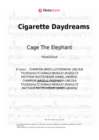 Notas, acordes Cage The Elephant - Cigarette Daydreams