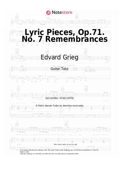 undefined Edvard Grieg - Lyric Pieces, Op.71. No. 7 Remembrances