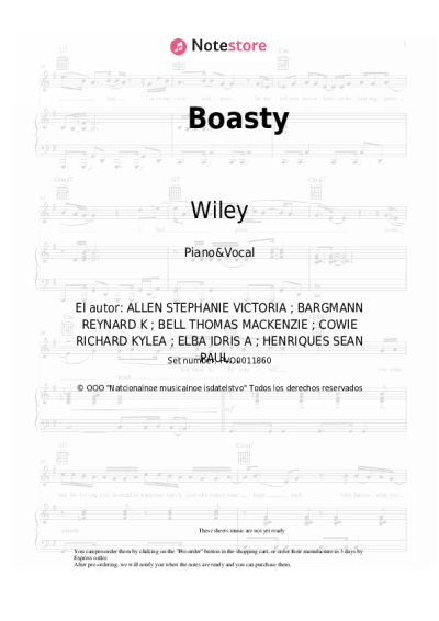 Notas, acordes Wiley, Sean Paul, Stefflon Don, Idris Elba - Boasty