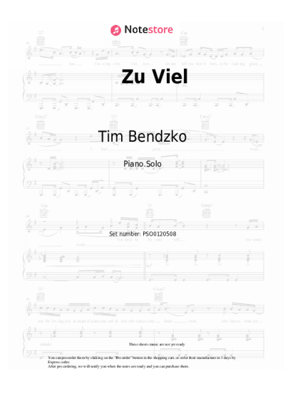 undefined Tim Bendzko - Zu Viel