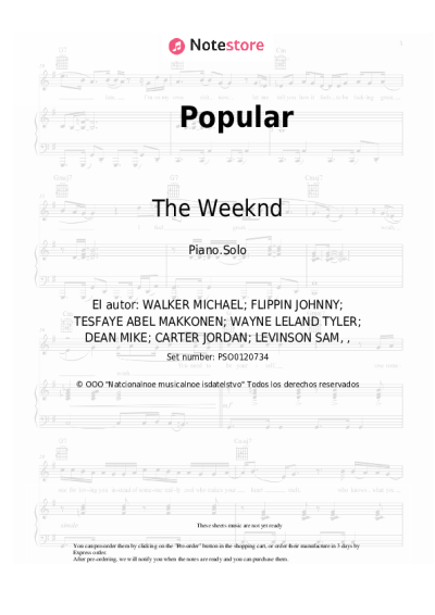 Notas, acordes The Weeknd, Madonna, Playboi Carti - Popular