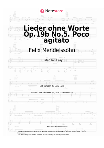 undefined Felix Mendelssohn - Lieder ohne Worte Op.19b No.5. Poco agitato